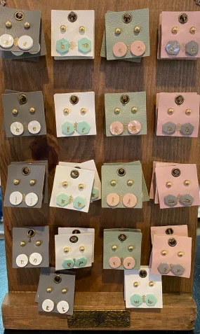 Color Initial Earrings