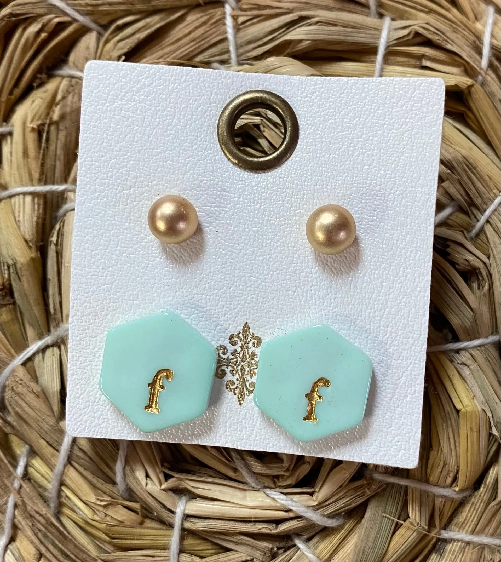 Color Initial Earrings