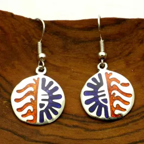 Colorful Alpaca Silver and Resin Earrings Sun Artisana