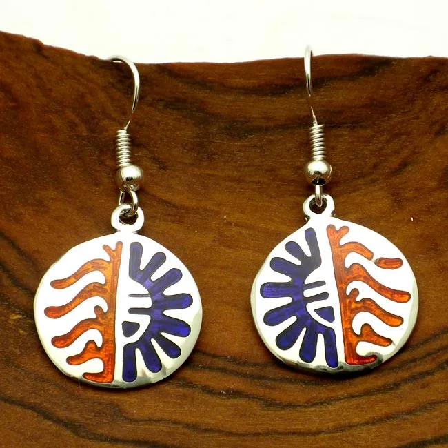 Colorful Alpaca Silver and Resin Earrings Sun Artisana
