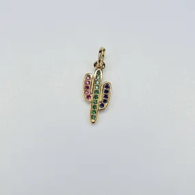 Colorful Cubic Zirconia Cactus Charm