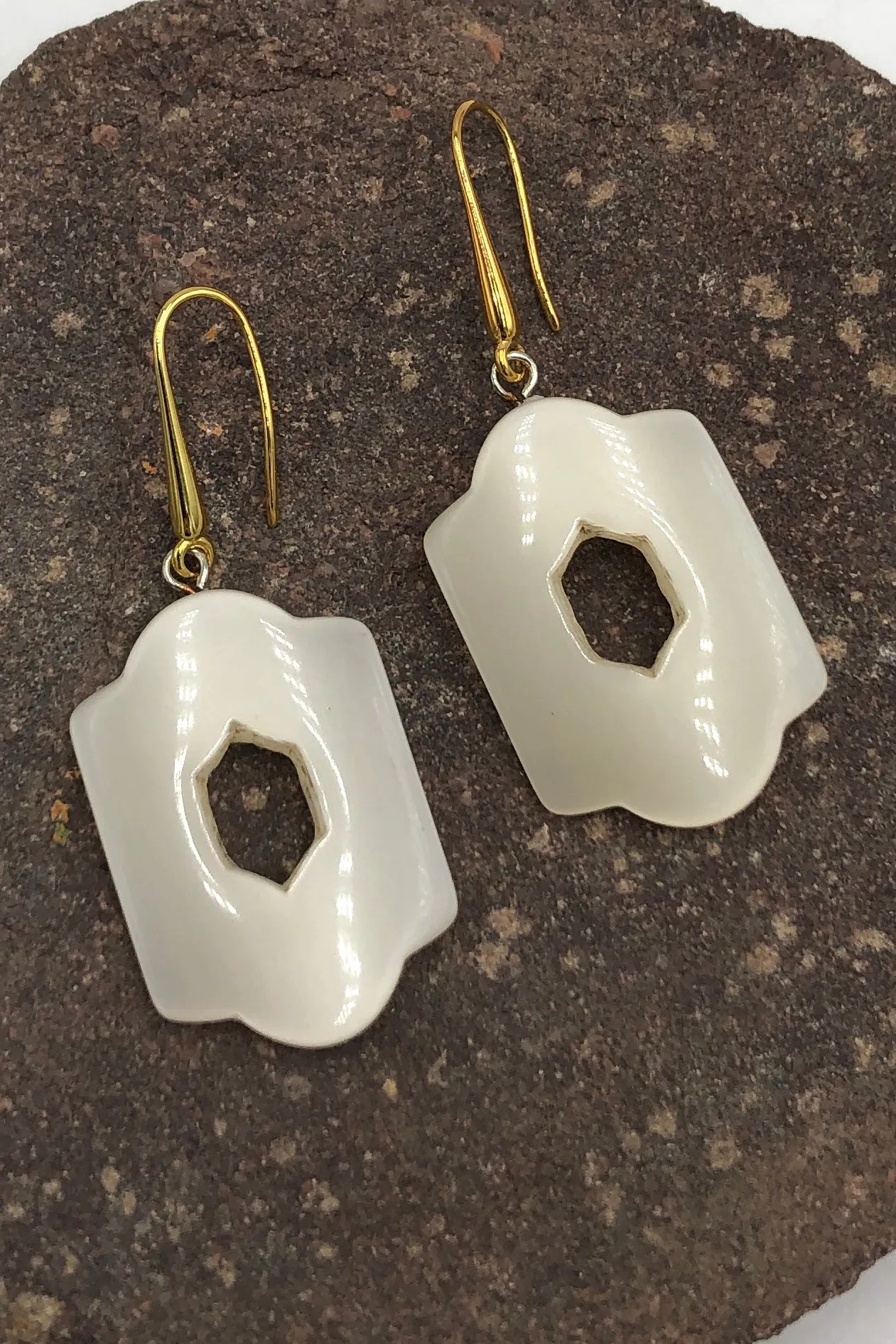 Cream Moonglow Statement Earrings