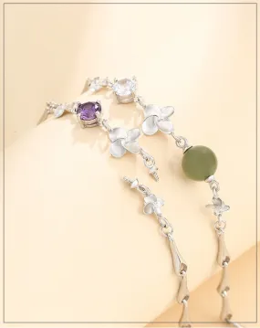 Crystals Flower Cup Pin Chain Bracelet Setting Sterling Silver Fine 925 8-10mm For One Pearl Bead Adjustable Bulk Tray DIY Jewelry Wholesale