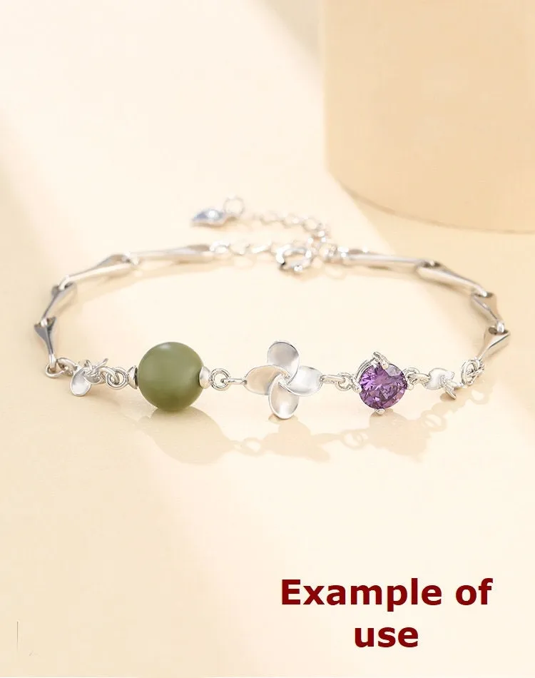 Crystals Flower Cup Pin Chain Bracelet Setting Sterling Silver Fine 925 8-10mm For One Pearl Bead Adjustable Bulk Tray DIY Jewelry Wholesale