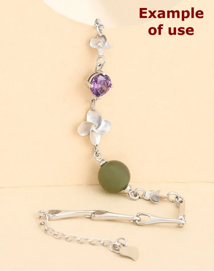 Crystals Flower Cup Pin Chain Bracelet Setting Sterling Silver Fine 925 8-10mm For One Pearl Bead Adjustable Bulk Tray DIY Jewelry Wholesale