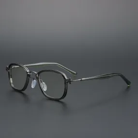 Cubojue Unisex Full Rim Small Irregular Square Acetate Alloy Myopic Reading Glasses