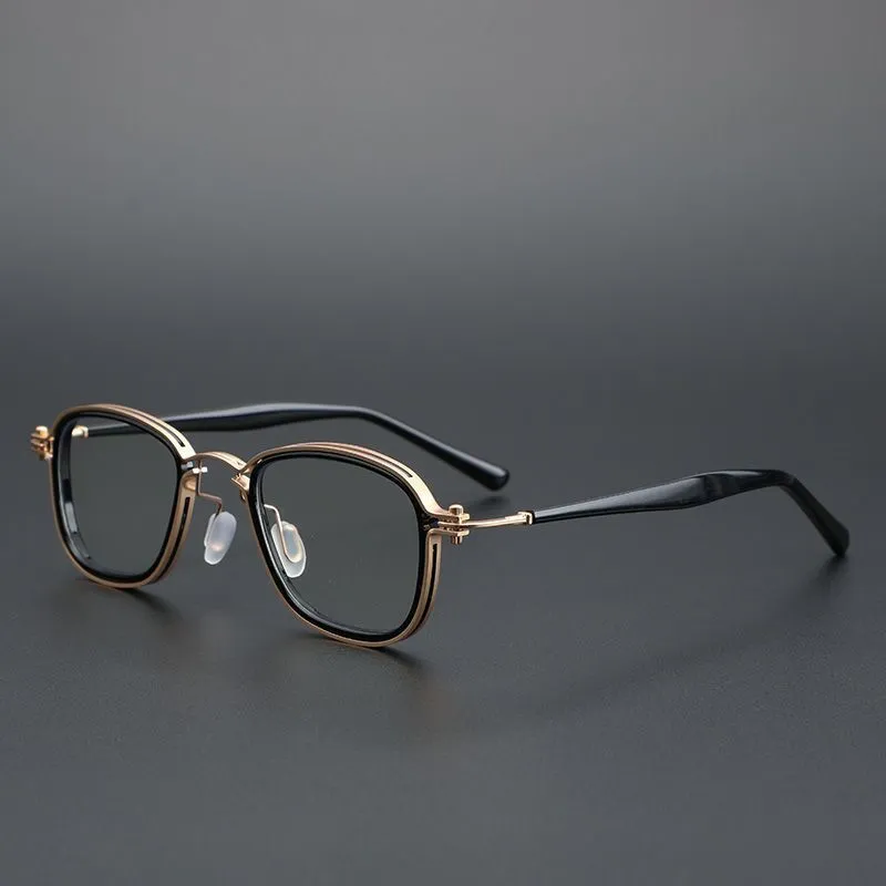 Cubojue Unisex Full Rim Small Irregular Square Acetate Alloy Myopic Reading Glasses