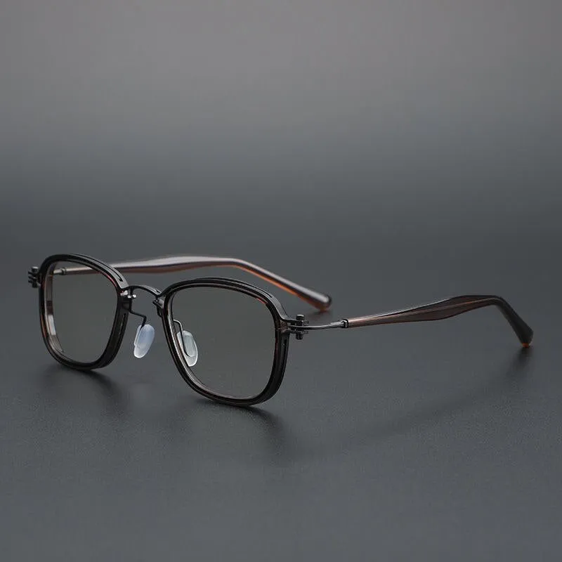 Cubojue Unisex Full Rim Small Irregular Square Acetate Alloy Myopic Reading Glasses