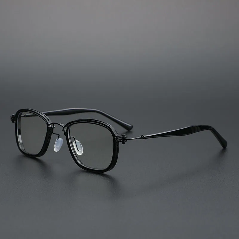 Cubojue Unisex Full Rim Small Irregular Square Acetate Alloy Myopic Reading Glasses