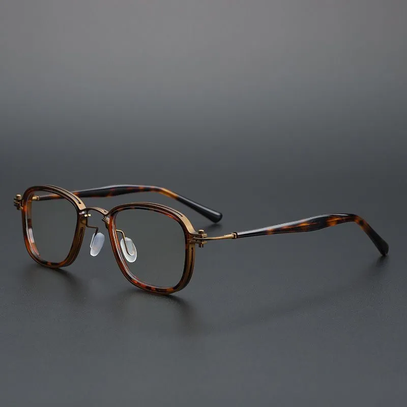 Cubojue Unisex Full Rim Small Irregular Square Acetate Alloy Myopic Reading Glasses