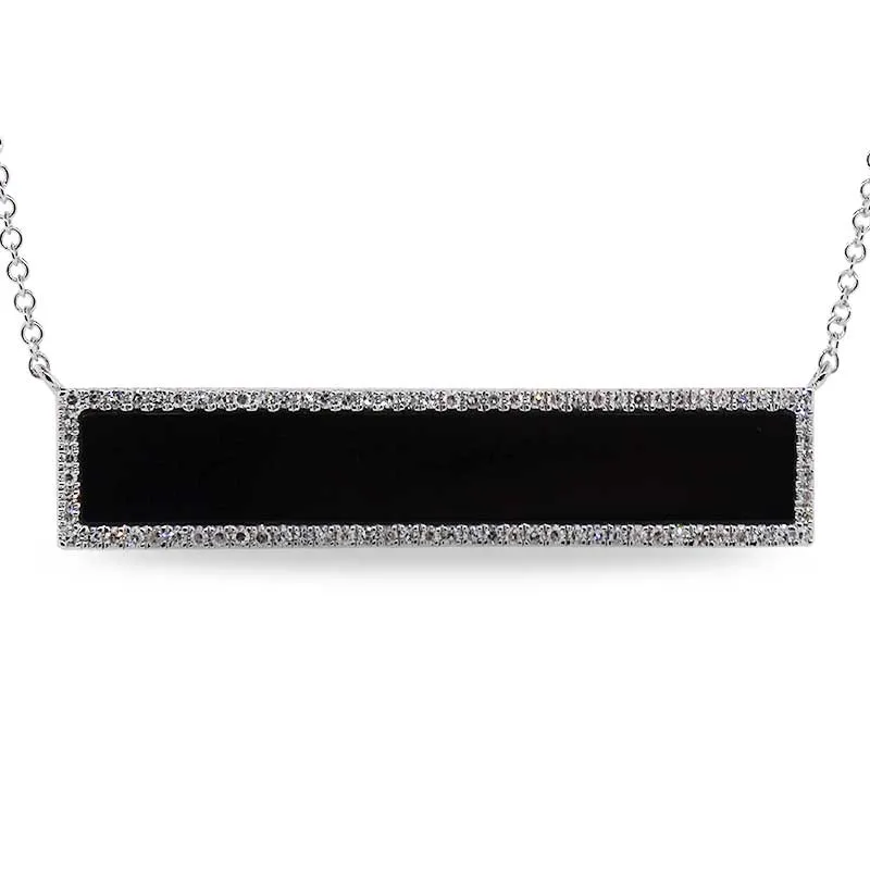 Diamond and Black Onyx Bar Necklace