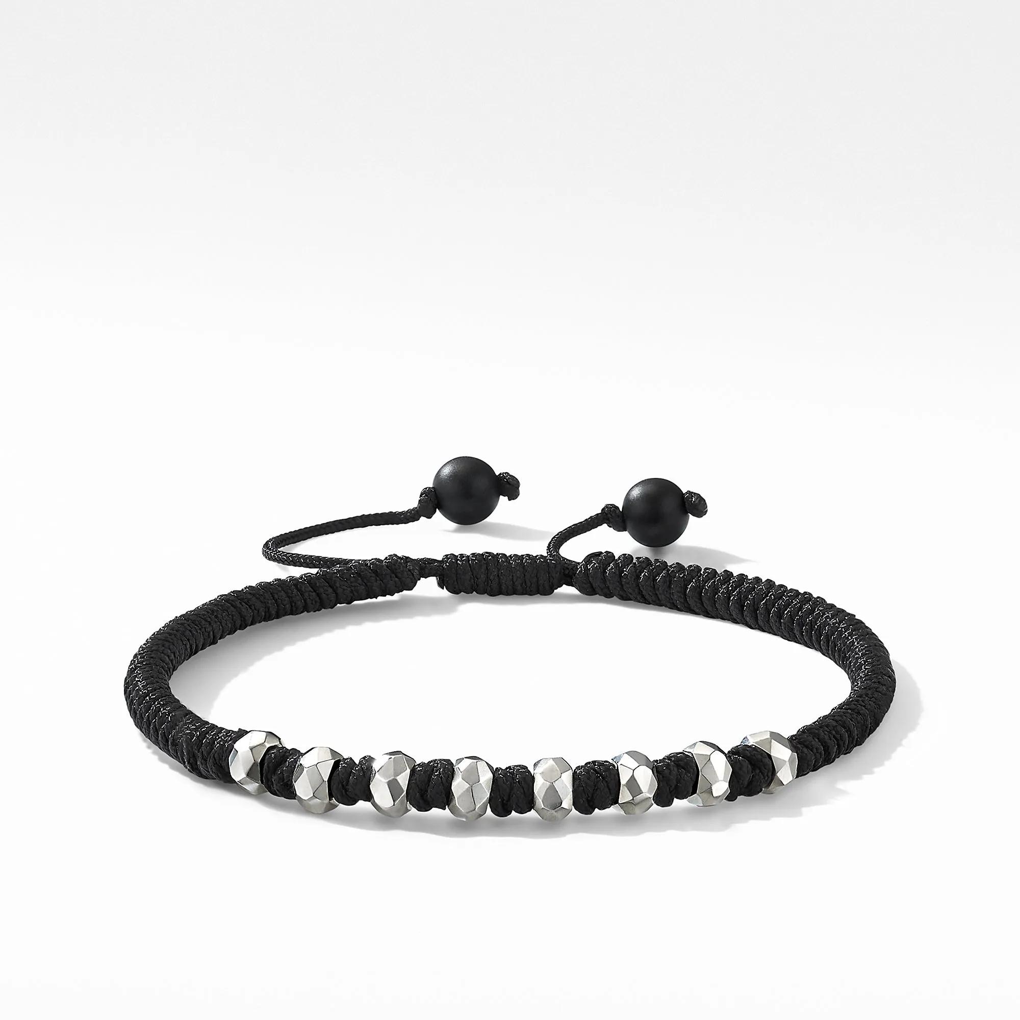 DY Men's Fortune Woven Bracelet in Black with Black Onyx