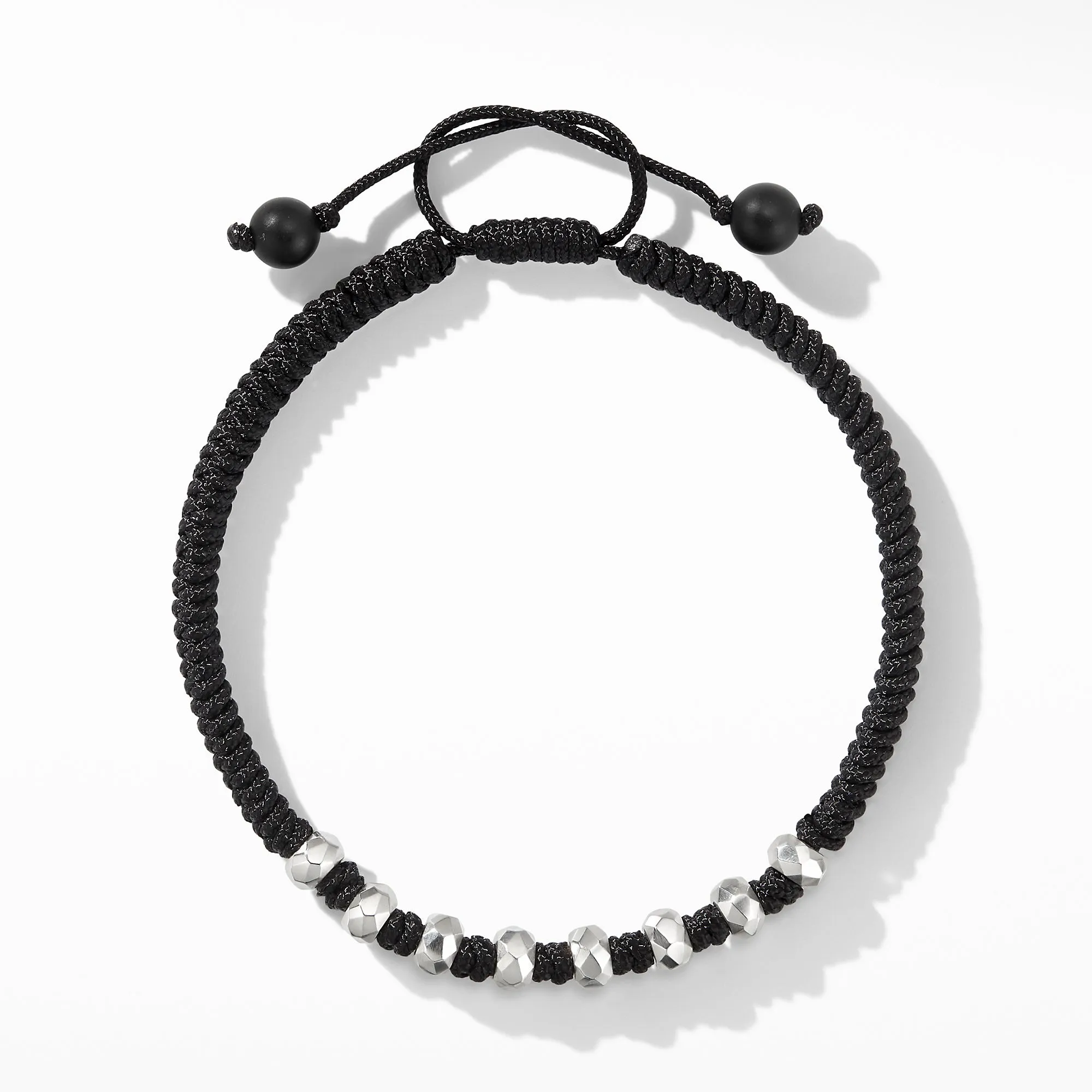 DY Men's Fortune Woven Bracelet in Black with Black Onyx