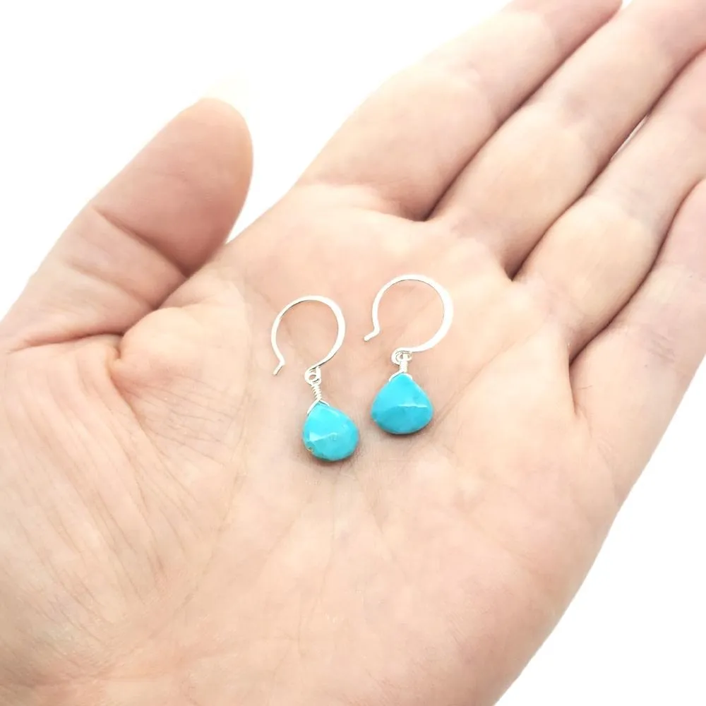 Earrings - Cozumel Turquoise Gemstone Drops Sterling by Foamy Wader