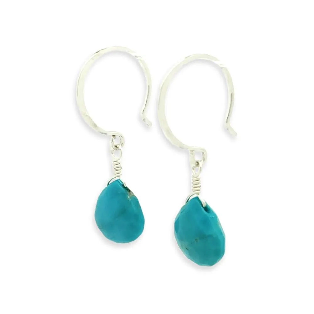 Earrings - Cozumel Turquoise Gemstone Drops Sterling by Foamy Wader