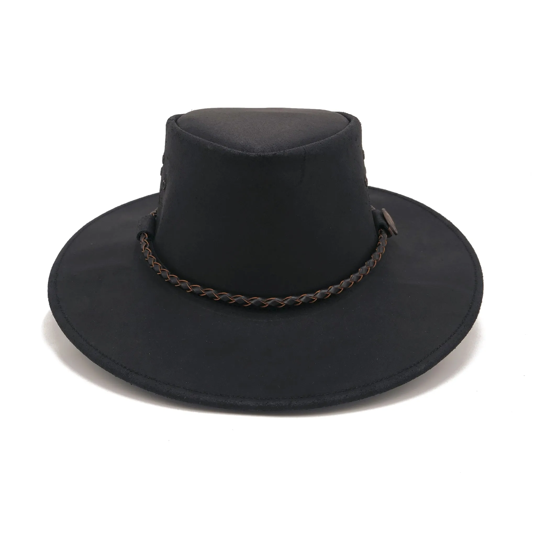 Echuca Oiled Leather Australian Hat in Black