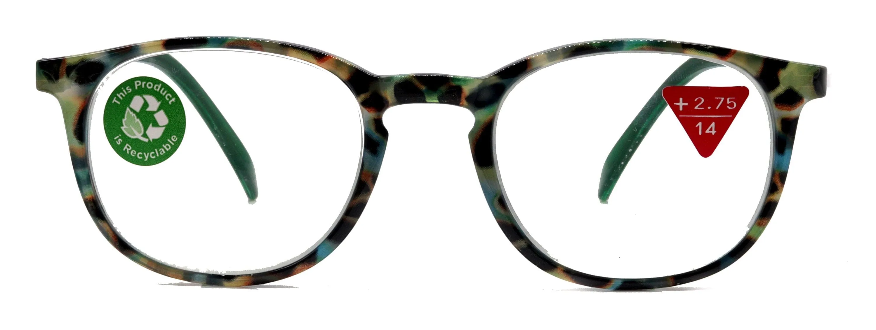 Ella, (Premium) Reading Glasses Round. High End Readers Modern Circle Style (Green) Brown Tortoiseshell  1.25.. 3 Magnifying NY Fifth Avenue