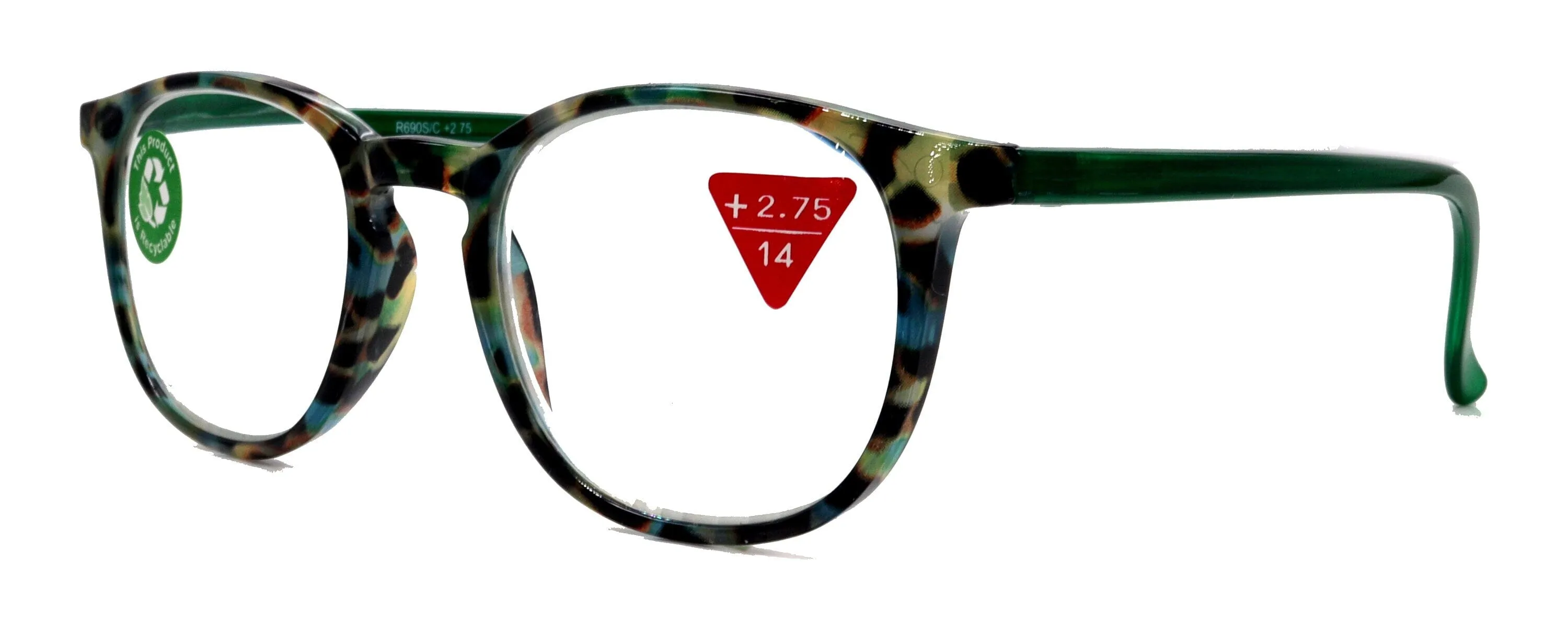 Ella, (Premium) Reading Glasses Round. High End Readers Modern Circle Style (Green) Brown Tortoiseshell  1.25.. 3 Magnifying NY Fifth Avenue