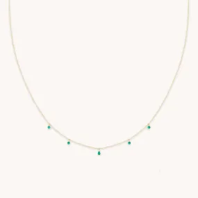 Emerald Charm Necklace in Solid Gold