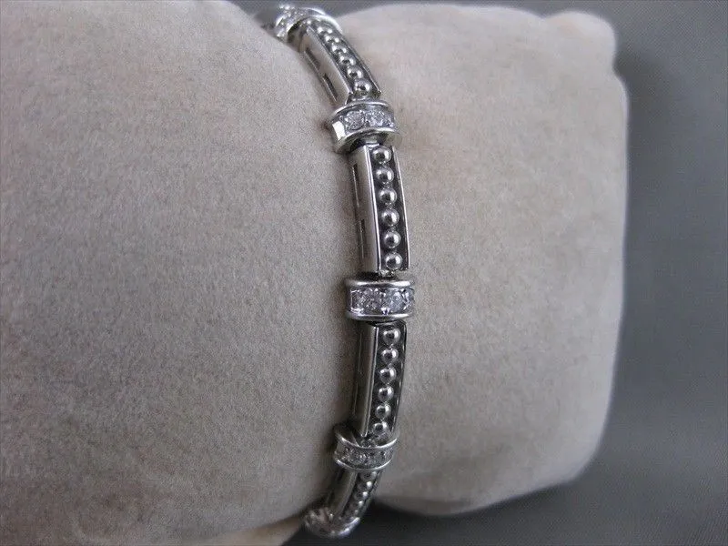 ESTATE 1.0CT DIAMOND 14KT WHITE GOLD RECTANGULAR FILIGREE MILGRAIN BRACELET #571
