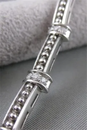 ESTATE 1.0CT DIAMOND 14KT WHITE GOLD RECTANGULAR FILIGREE MILGRAIN BRACELET #571