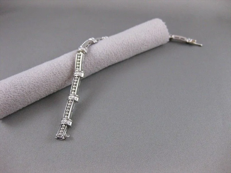 ESTATE 1.0CT DIAMOND 14KT WHITE GOLD RECTANGULAR FILIGREE MILGRAIN BRACELET #571
