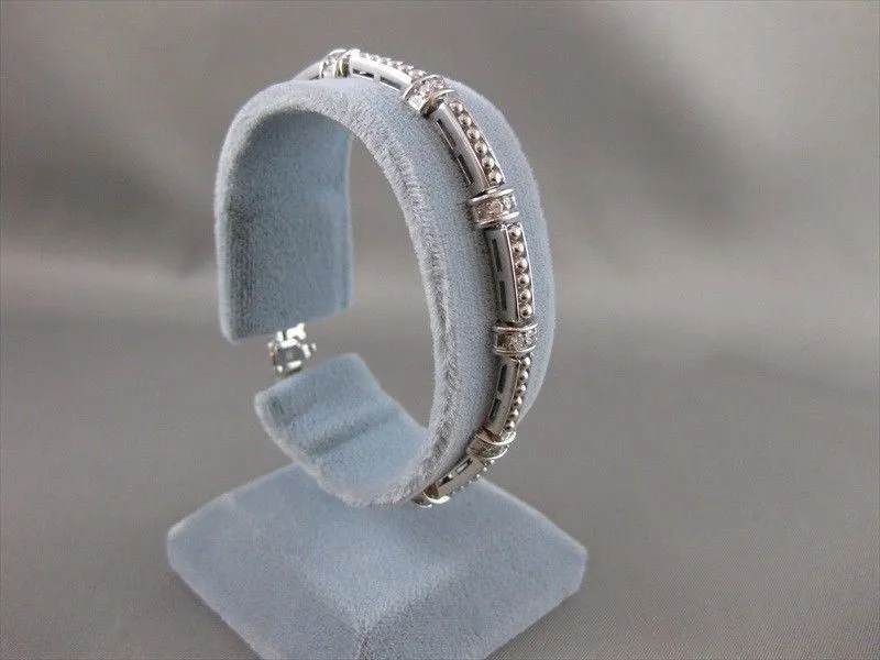 ESTATE 1.0CT DIAMOND 14KT WHITE GOLD RECTANGULAR FILIGREE MILGRAIN BRACELET #571