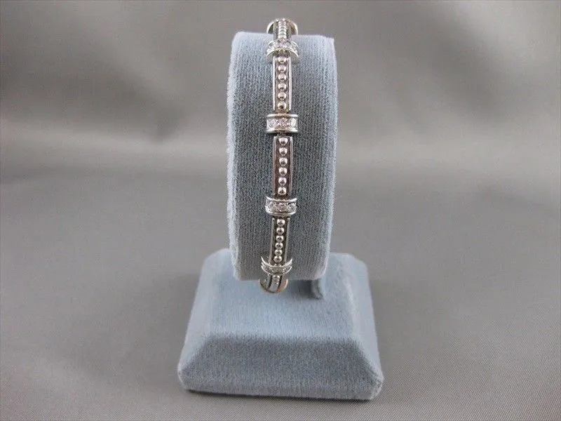 ESTATE 1.0CT DIAMOND 14KT WHITE GOLD RECTANGULAR FILIGREE MILGRAIN BRACELET #571
