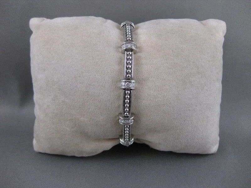 ESTATE 1.0CT DIAMOND 14KT WHITE GOLD RECTANGULAR FILIGREE MILGRAIN BRACELET #571