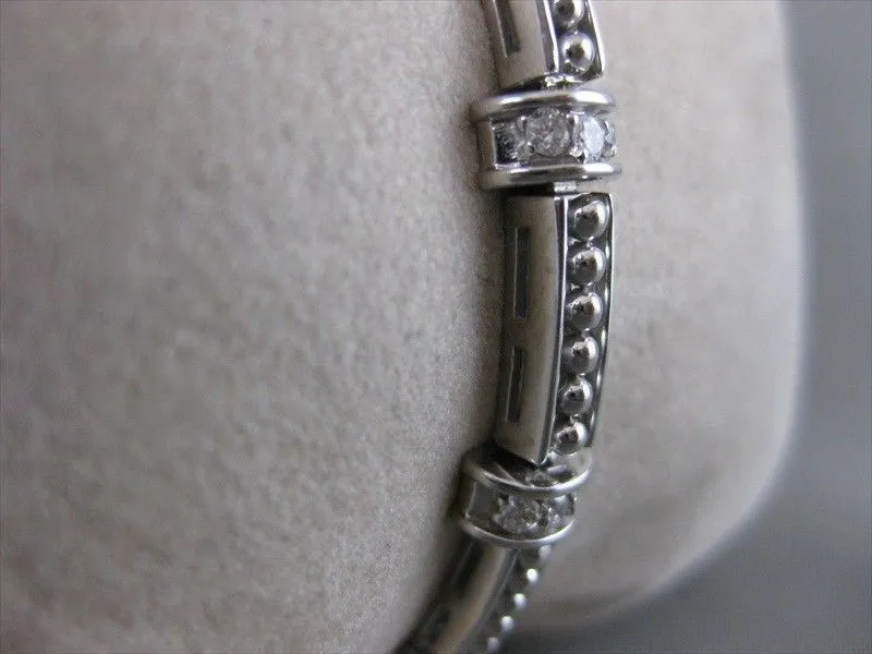 ESTATE 1.0CT DIAMOND 14KT WHITE GOLD RECTANGULAR FILIGREE MILGRAIN BRACELET #571