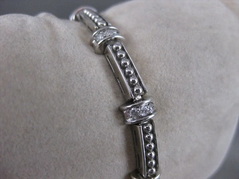 ESTATE 1.0CT DIAMOND 14KT WHITE GOLD RECTANGULAR FILIGREE MILGRAIN BRACELET #571