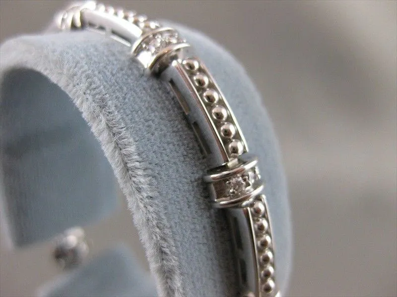 ESTATE 1.0CT DIAMOND 14KT WHITE GOLD RECTANGULAR FILIGREE MILGRAIN BRACELET #571