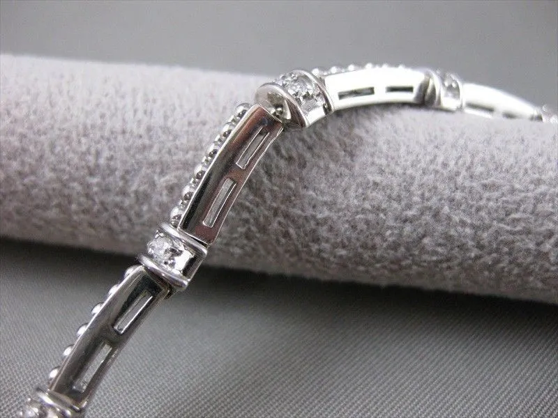 ESTATE 1.0CT DIAMOND 14KT WHITE GOLD RECTANGULAR FILIGREE MILGRAIN BRACELET #571