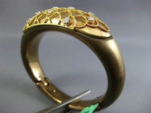ESTATE LARGE .60CT DIAMOND 18KT YELLOW GOLD 3D SHELL ETOILE FUN BANGLE BRACELET