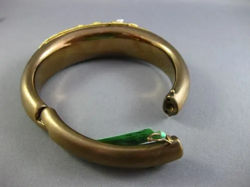 ESTATE LARGE .60CT DIAMOND 18KT YELLOW GOLD 3D SHELL ETOILE FUN BANGLE BRACELET