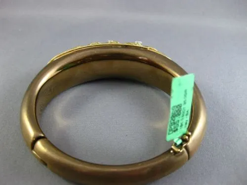 ESTATE LARGE .60CT DIAMOND 18KT YELLOW GOLD 3D SHELL ETOILE FUN BANGLE BRACELET