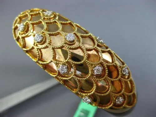ESTATE LARGE .60CT DIAMOND 18KT YELLOW GOLD 3D SHELL ETOILE FUN BANGLE BRACELET