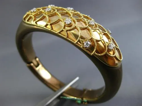 ESTATE LARGE .60CT DIAMOND 18KT YELLOW GOLD 3D SHELL ETOILE FUN BANGLE BRACELET