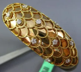 ESTATE LARGE .60CT DIAMOND 18KT YELLOW GOLD 3D SHELL ETOILE FUN BANGLE BRACELET