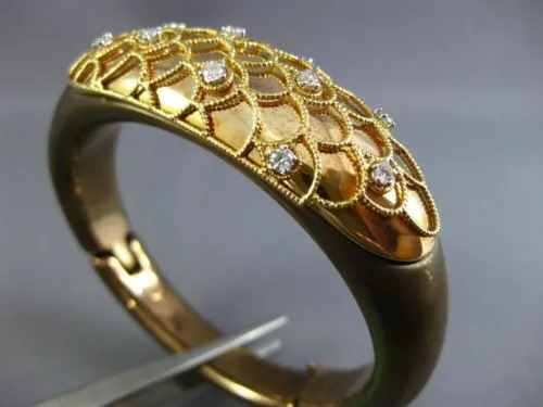 ESTATE LARGE .60CT DIAMOND 18KT YELLOW GOLD 3D SHELL ETOILE FUN BANGLE BRACELET
