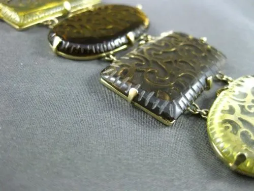 ESTATE MASSIVE DIAMOND YELLOW & SMOKY TOPAZ 14KT YELLOW GOLD FILIGREE BRACELET