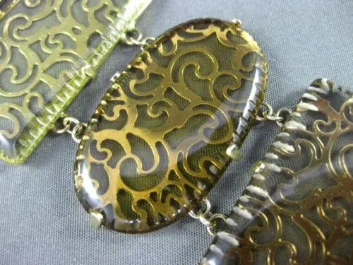 ESTATE MASSIVE DIAMOND YELLOW & SMOKY TOPAZ 14KT YELLOW GOLD FILIGREE BRACELET