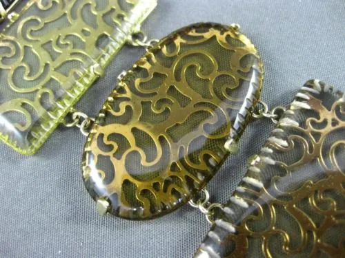 ESTATE MASSIVE DIAMOND YELLOW & SMOKY TOPAZ 14KT YELLOW GOLD FILIGREE BRACELET