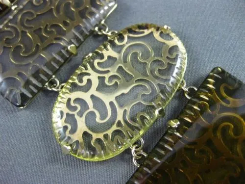ESTATE MASSIVE DIAMOND YELLOW & SMOKY TOPAZ 14KT YELLOW GOLD FILIGREE BRACELET