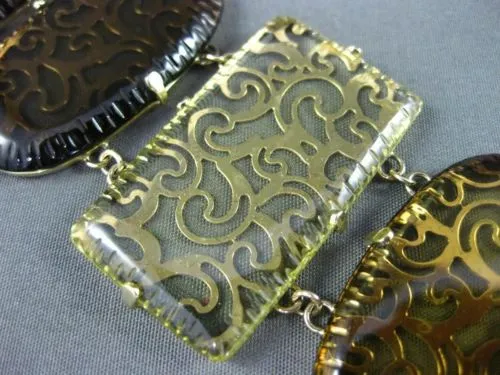 ESTATE MASSIVE DIAMOND YELLOW & SMOKY TOPAZ 14KT YELLOW GOLD FILIGREE BRACELET