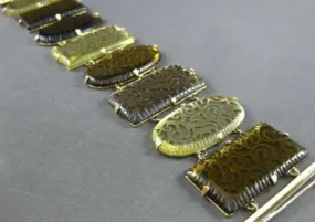 ESTATE MASSIVE DIAMOND YELLOW & SMOKY TOPAZ 14KT YELLOW GOLD FILIGREE BRACELET