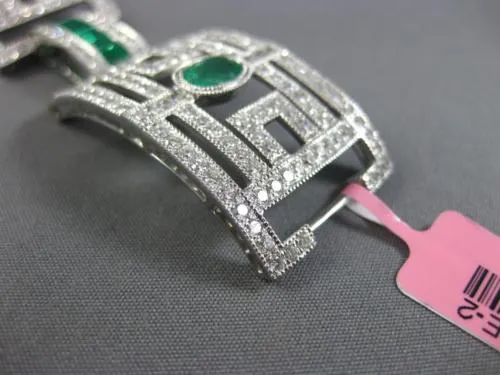 ESTATE WIDE 15.75CT DIAMOND & AAA EMERALD 18KT WHITE GOLD SQUARE TENNIS BRACELET
