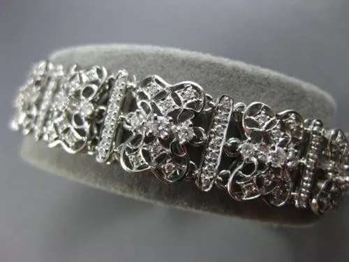 ESTATE WIDE & LONG 2.77CT DIAMOND 18KT WHITE GOLD FILIGREE HANDCRAFTED BRACELET