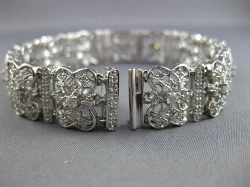 ESTATE WIDE & LONG 2.77CT DIAMOND 18KT WHITE GOLD FILIGREE HANDCRAFTED BRACELET