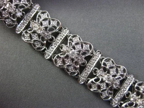 ESTATE WIDE & LONG 2.77CT DIAMOND 18KT WHITE GOLD FILIGREE HANDCRAFTED BRACELET